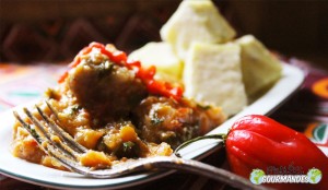 Carrés d'igname et mijoté de veau à la menthe