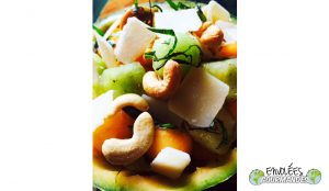 Salade de duo de melons aux copeaux de parmesan