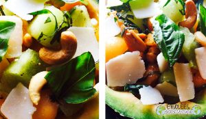 Salade de duo de melons aux copeaux de parmesan